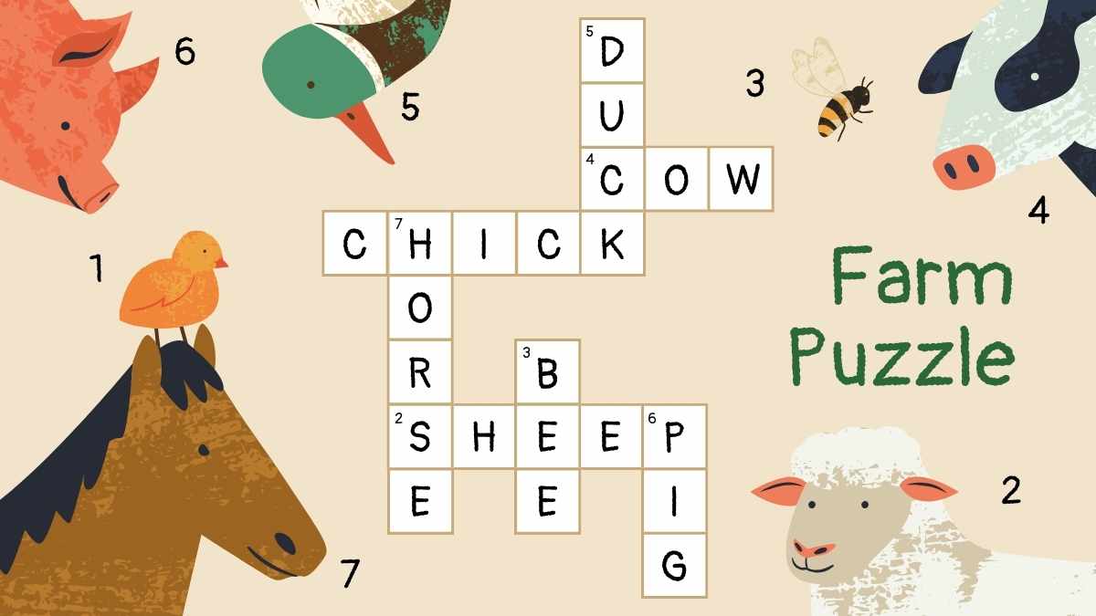 Cute Crossword Animal Puzzles for Elementary Slides - slide 10