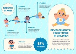 Slide Infografis Milestone Perkembangan Anak yang Lucu