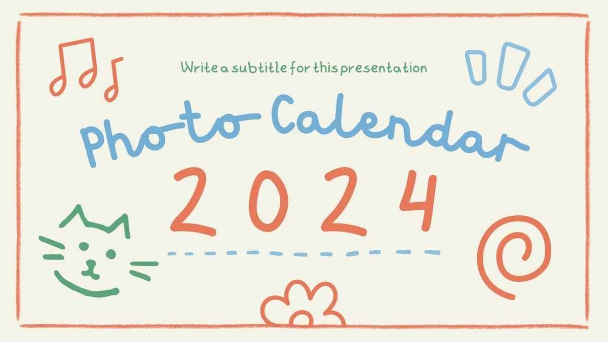 Cute Doodle Photo Calendar 2024 Slides - slide 1