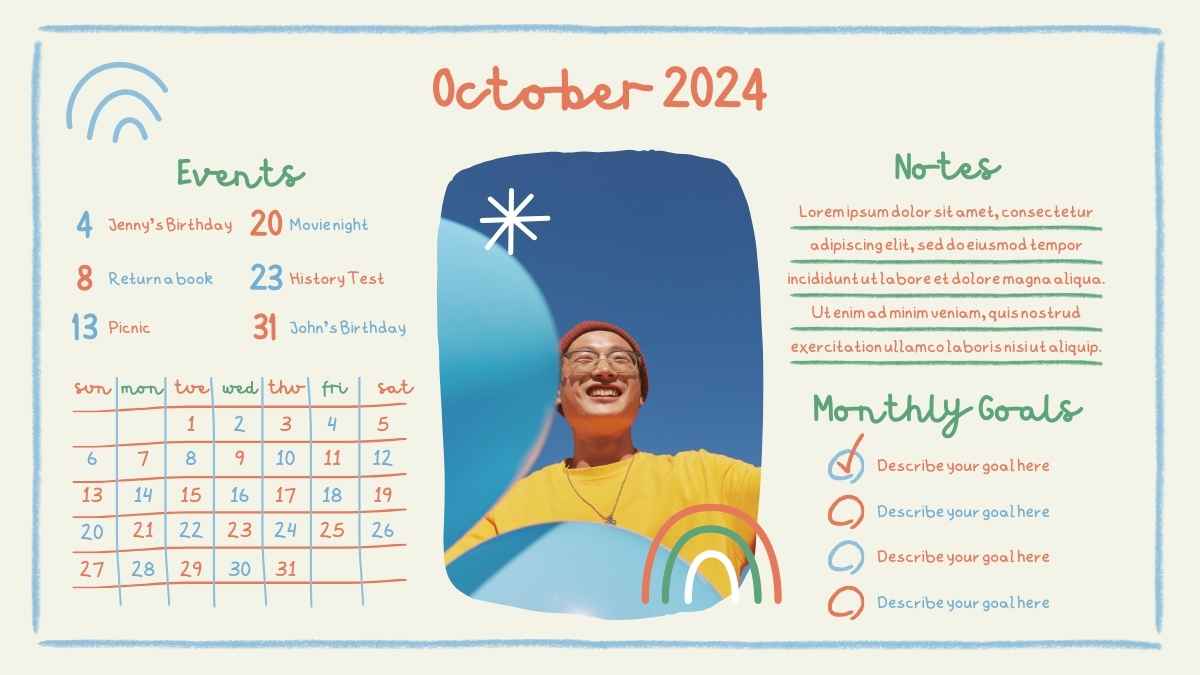 Cute Doodle Photo Calendar 2024 Slides - slide 12