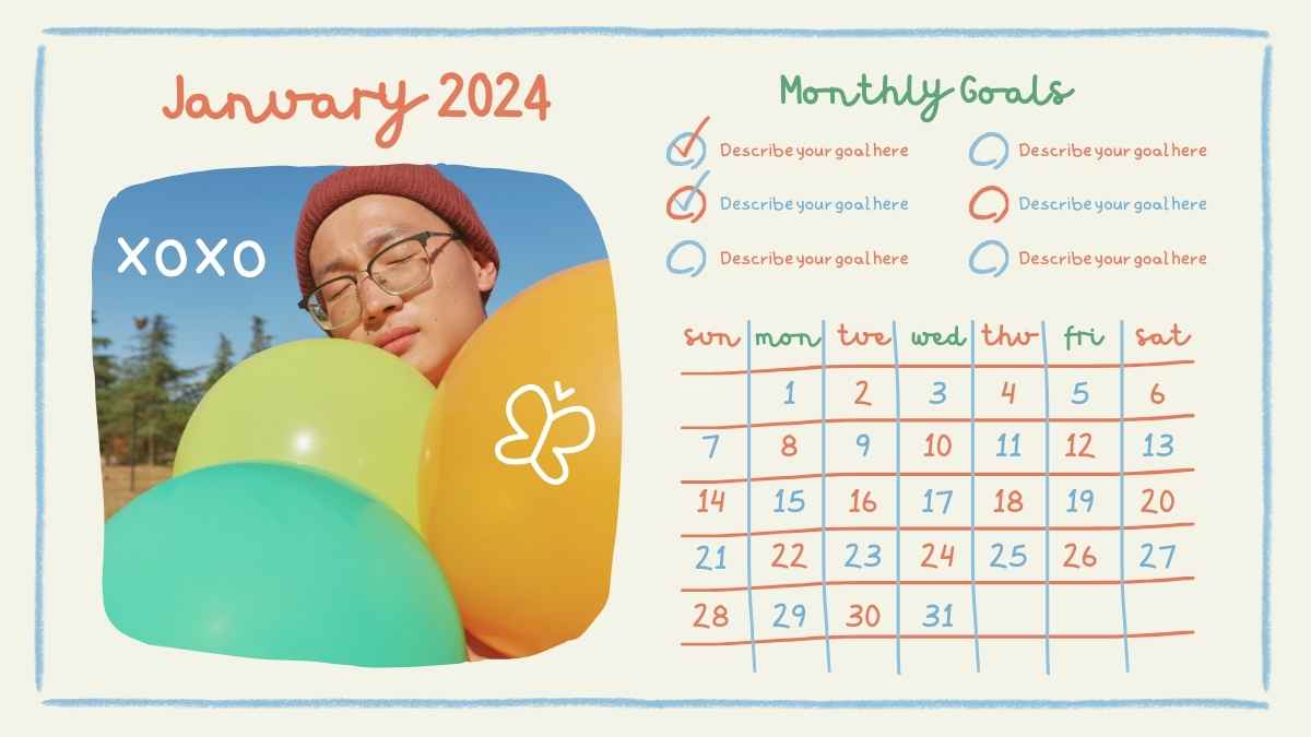 Cute Doodle Photo Calendar 2024 Slides - slide 3