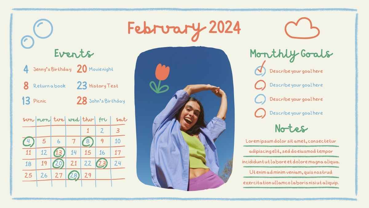 Cute Doodle Photo Calendar 2024 Slides - slide 4