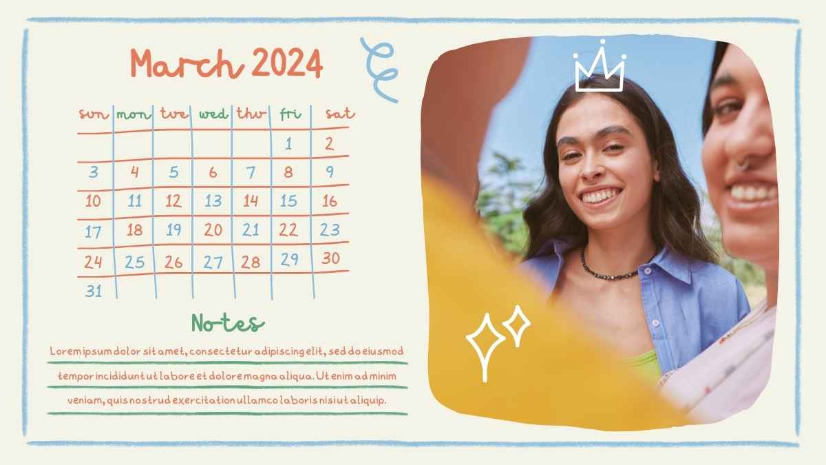 Cute Doodle Photo Calendar 2024 Slides - slide 5