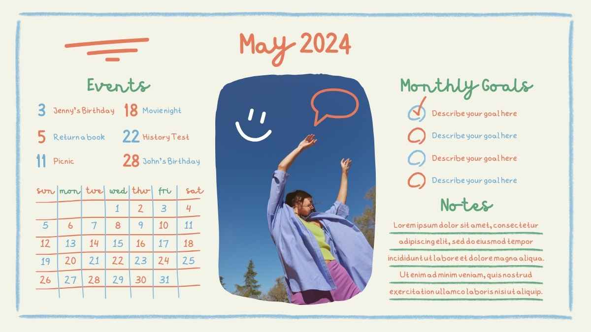 Cute Doodle Photo Calendar 2024 Slides - slide 7