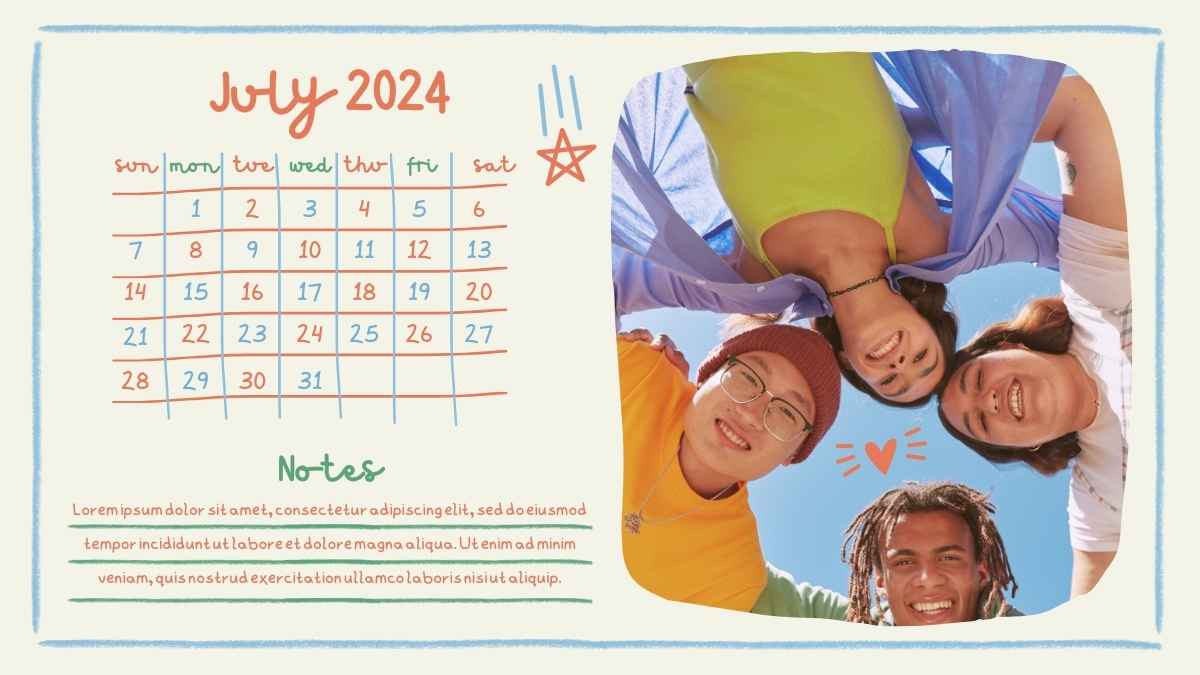 Cute Doodle Photo Calendar 2024 Slides - slide 9