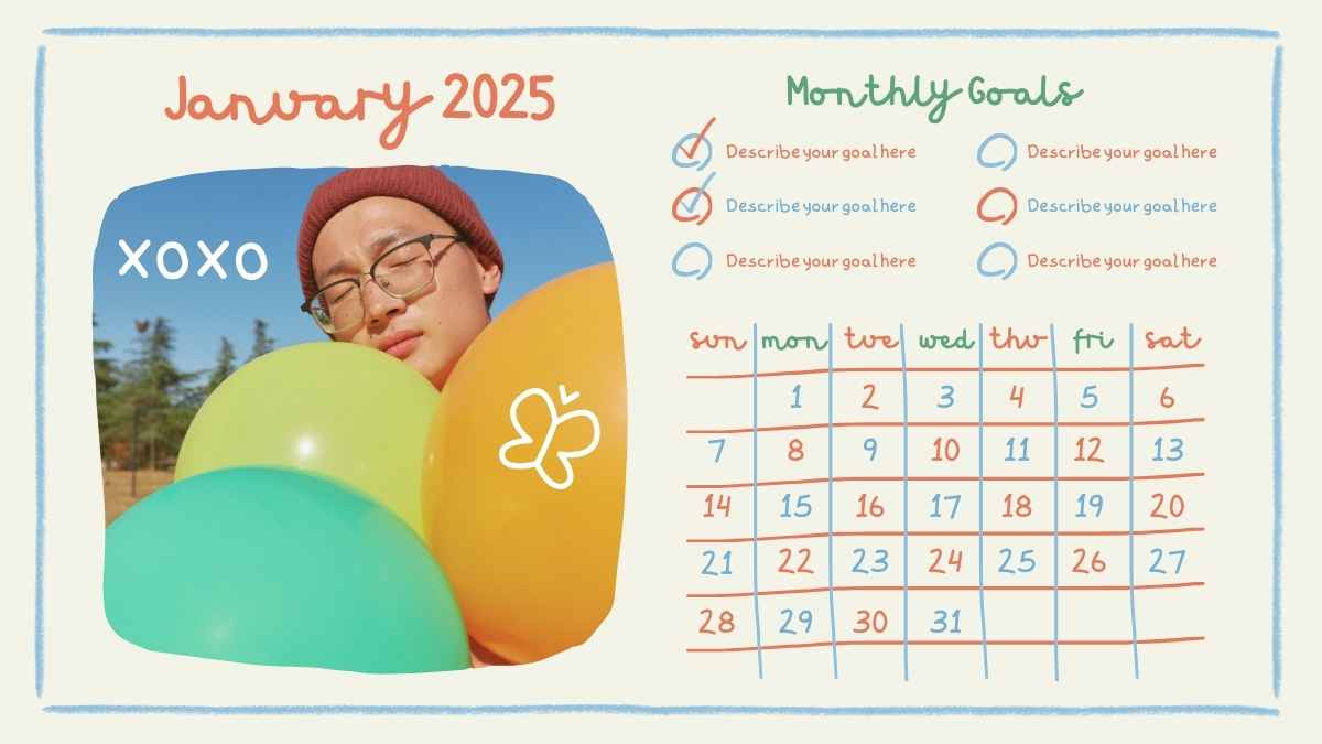 Cute Doodle Photo Calendar 2025 Slides - slide 2