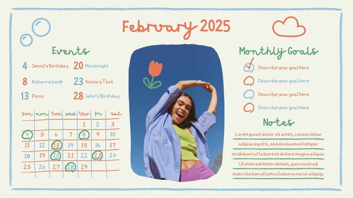 Cute Doodle Photo Calendar 2025 Slides - slide 3