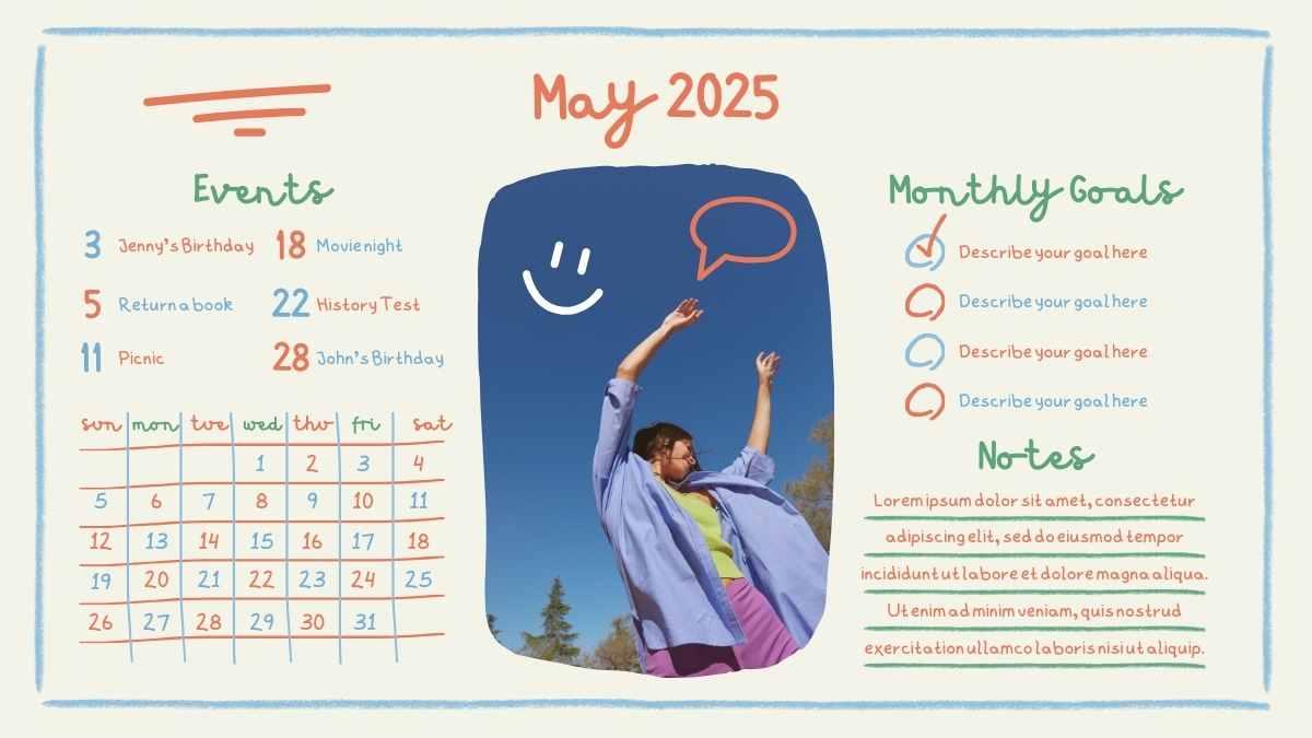 Cute Doodle Photo Calendar 2025 Slides - slide 6