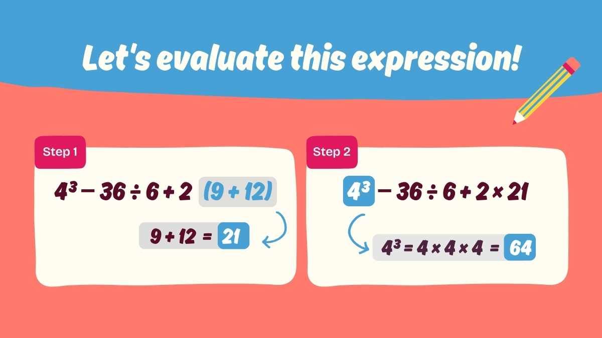 Cute Evaluating Expressions through PEMDAS Lesson for Elementary - slide 8