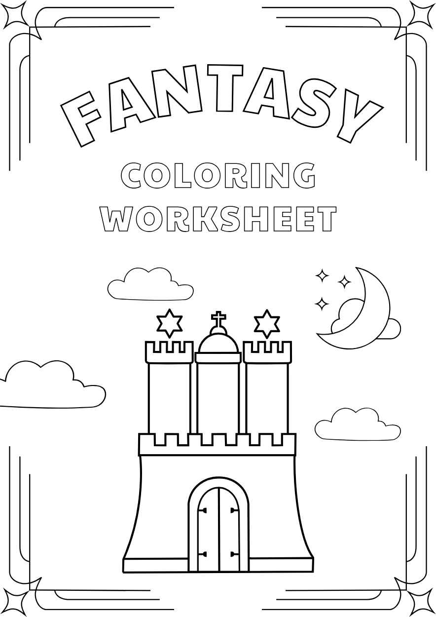 Cute Fantasy Coloring Worksheet - slide 1