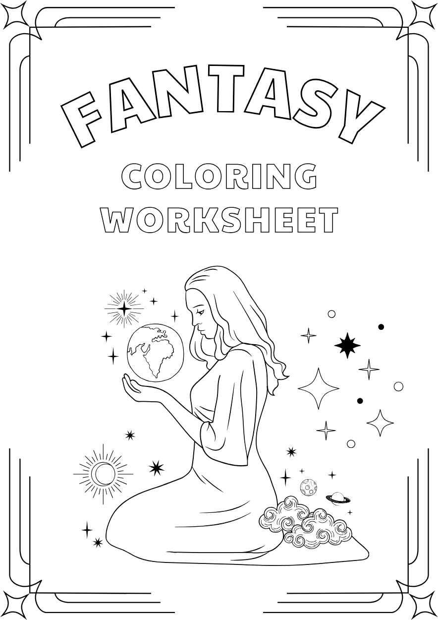 Cute Fantasy Coloring Worksheet - diapositiva 3