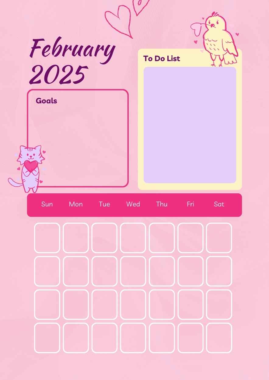 Cute February Calendar Planner - slide 1