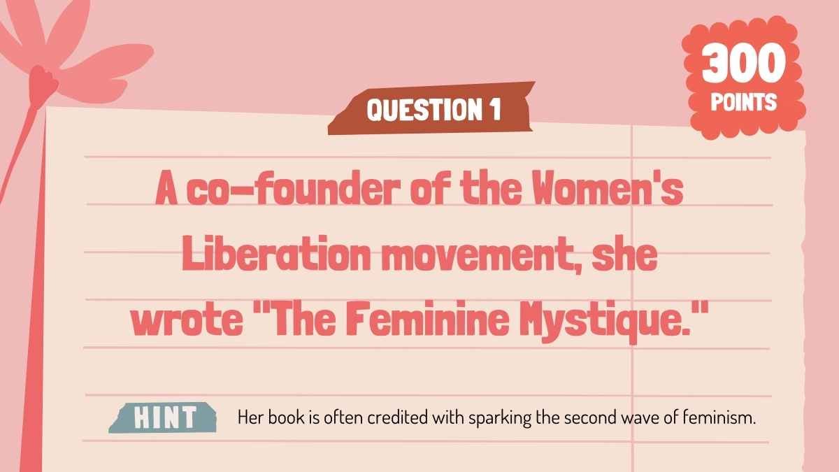 Cute Floral International Women’s Day Jeopardy - slide 9