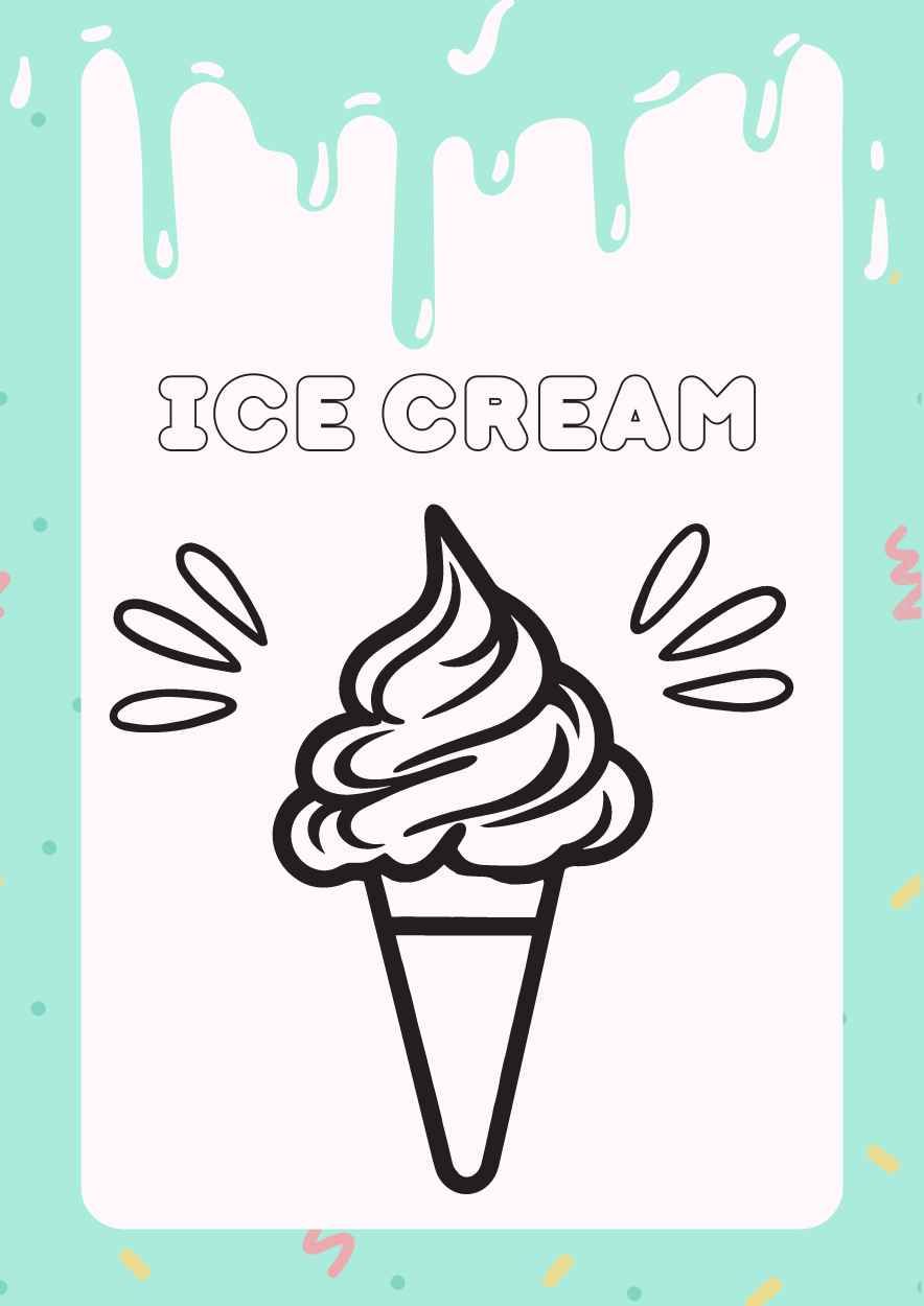 Cute Ice Cream Coloring Worksheet - slide 1