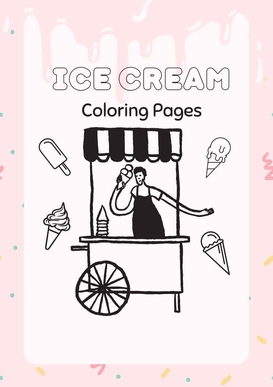 Cute Ice Cream Coloring Worksheet - diapositiva 1