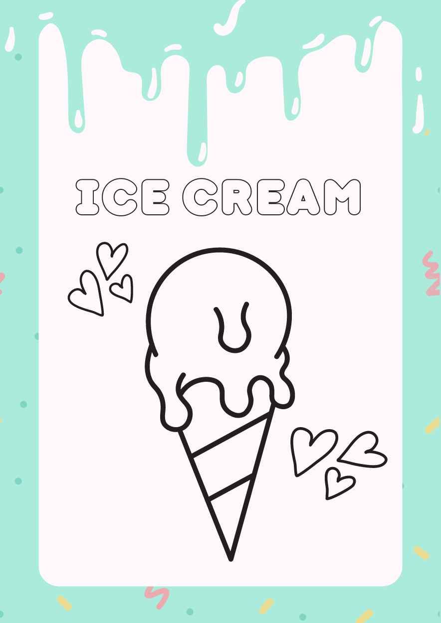 Cute Ice Cream Coloring Worksheet - slide 3