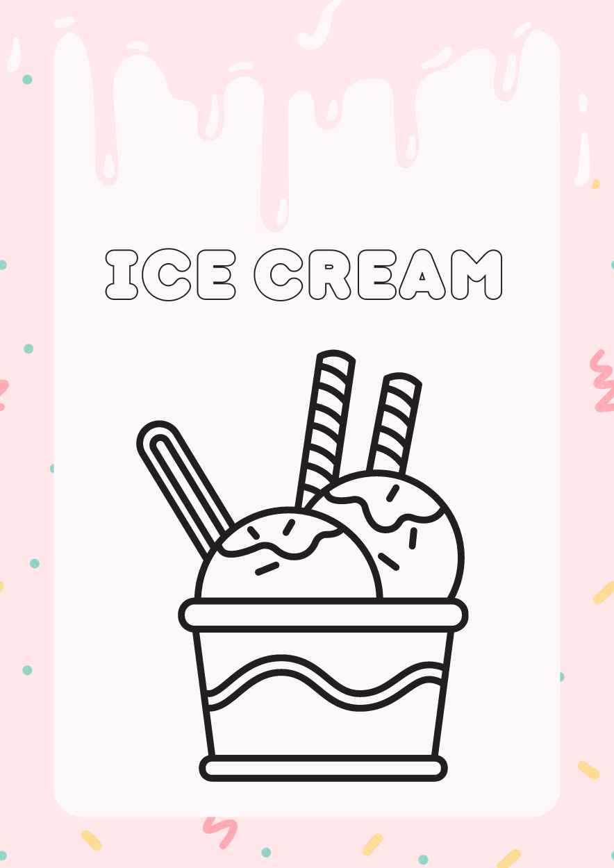 Cute Ice Cream Coloring Worksheet - slide 5