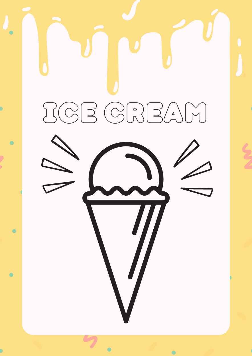 Cute Ice Cream Coloring Worksheet - slide 6