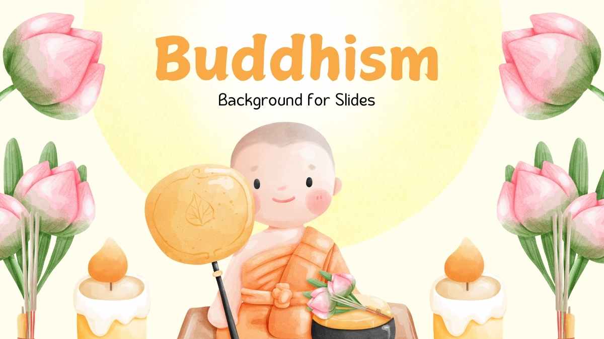 Cute Illustrated Buddhism Background for Slides - slide 1