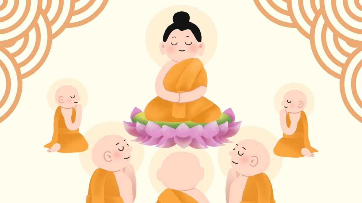 Cute Illustrated Buddhism Background for Slides - slide 14