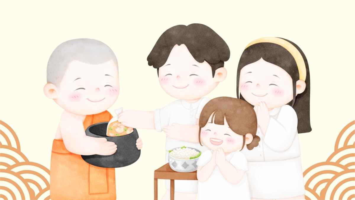 Cute Illustrated Buddhism Background for Slides - slide 2