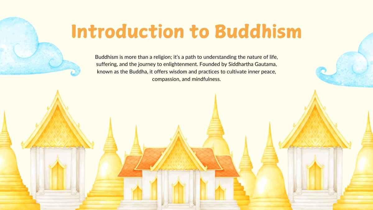 Cute Illustrated Buddhism Background for Slides - slide 3