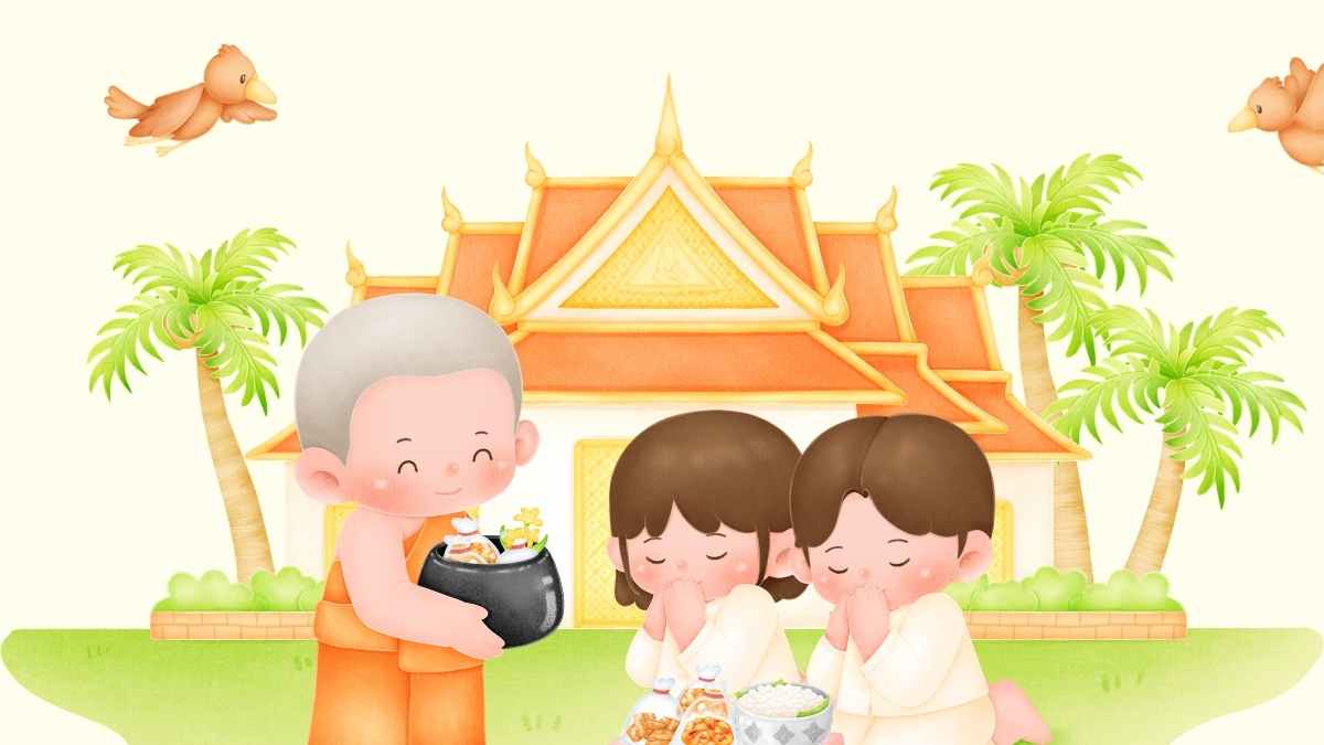 Cute Illustrated Buddhism Background for Slides - slide 8