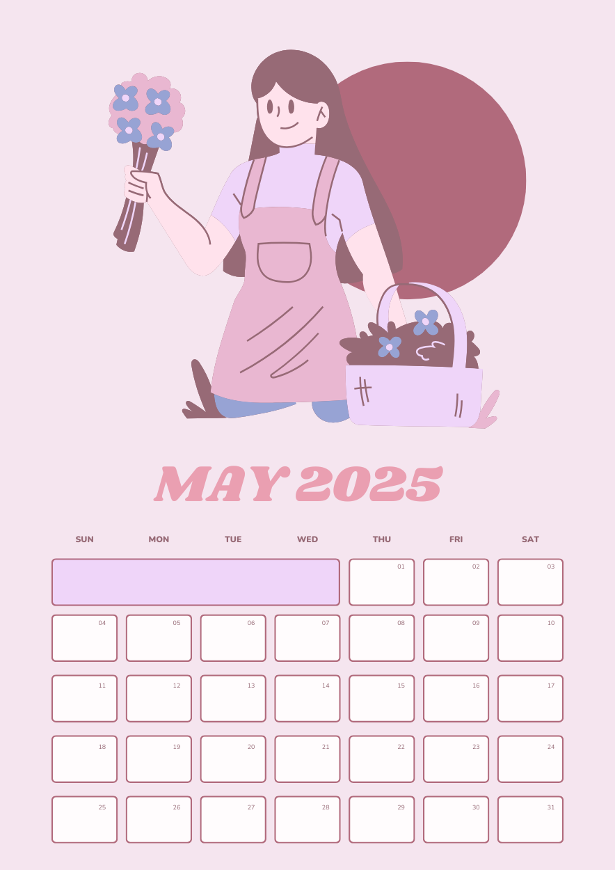 Cute Illustrated May Calendar Planner - slide 2