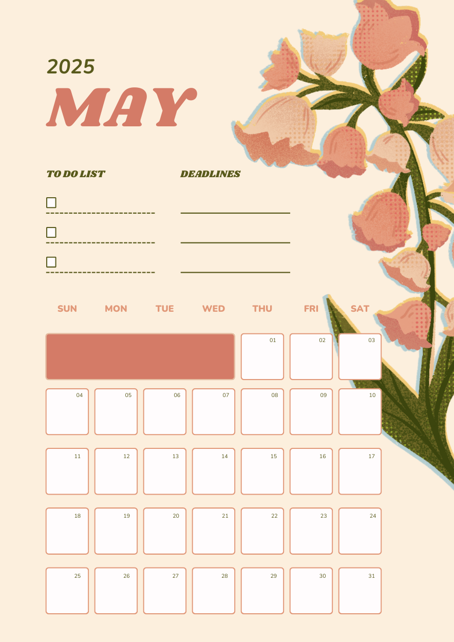 Cute Illustrated May Calendar Planner - slide 3