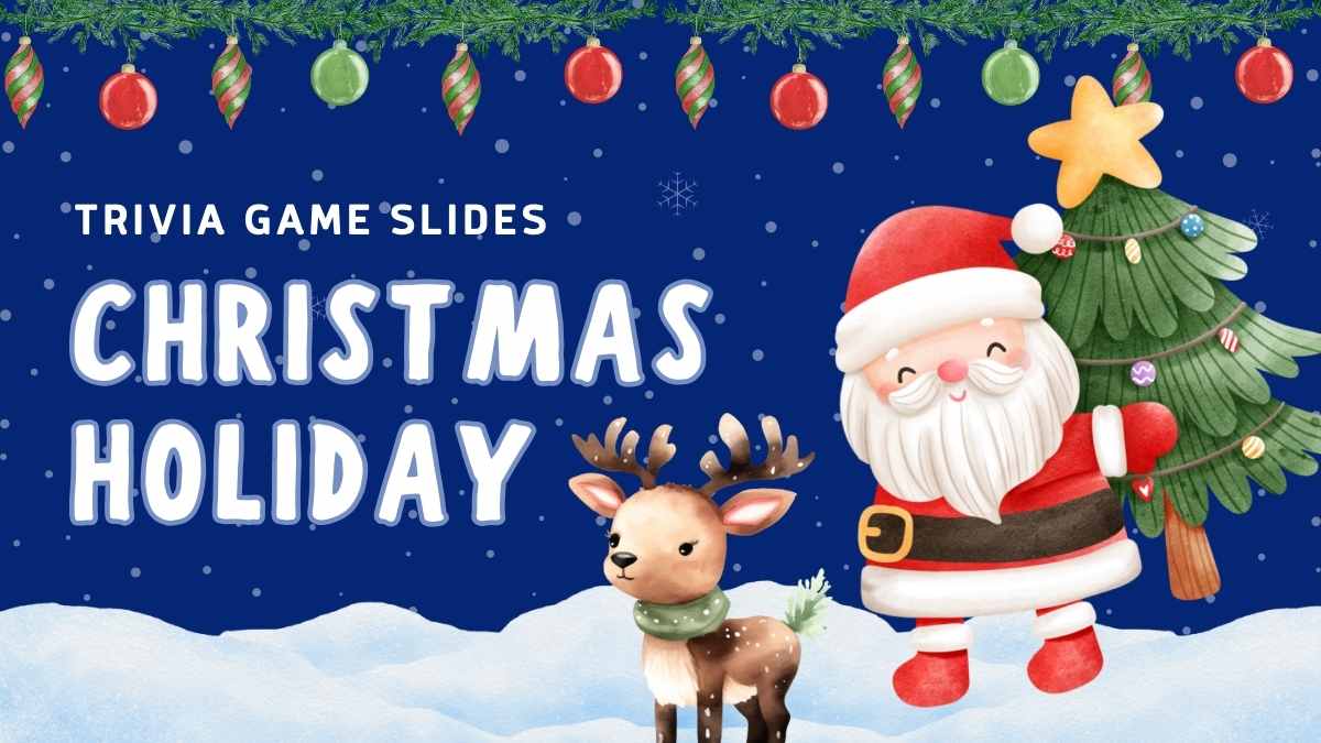 Cute Illustrated Christmas Holiday Trivia Game Slides - slide 1