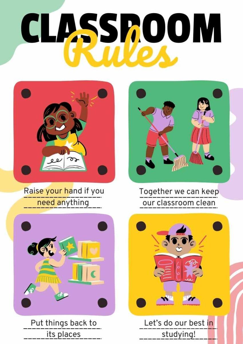 Cute Illustrated Classroom Rules Poster