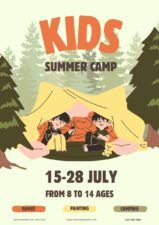 Slides Carnival Google Slides and PowerPoint Template Cute Illustrated Kids Summer Camp Poster 2