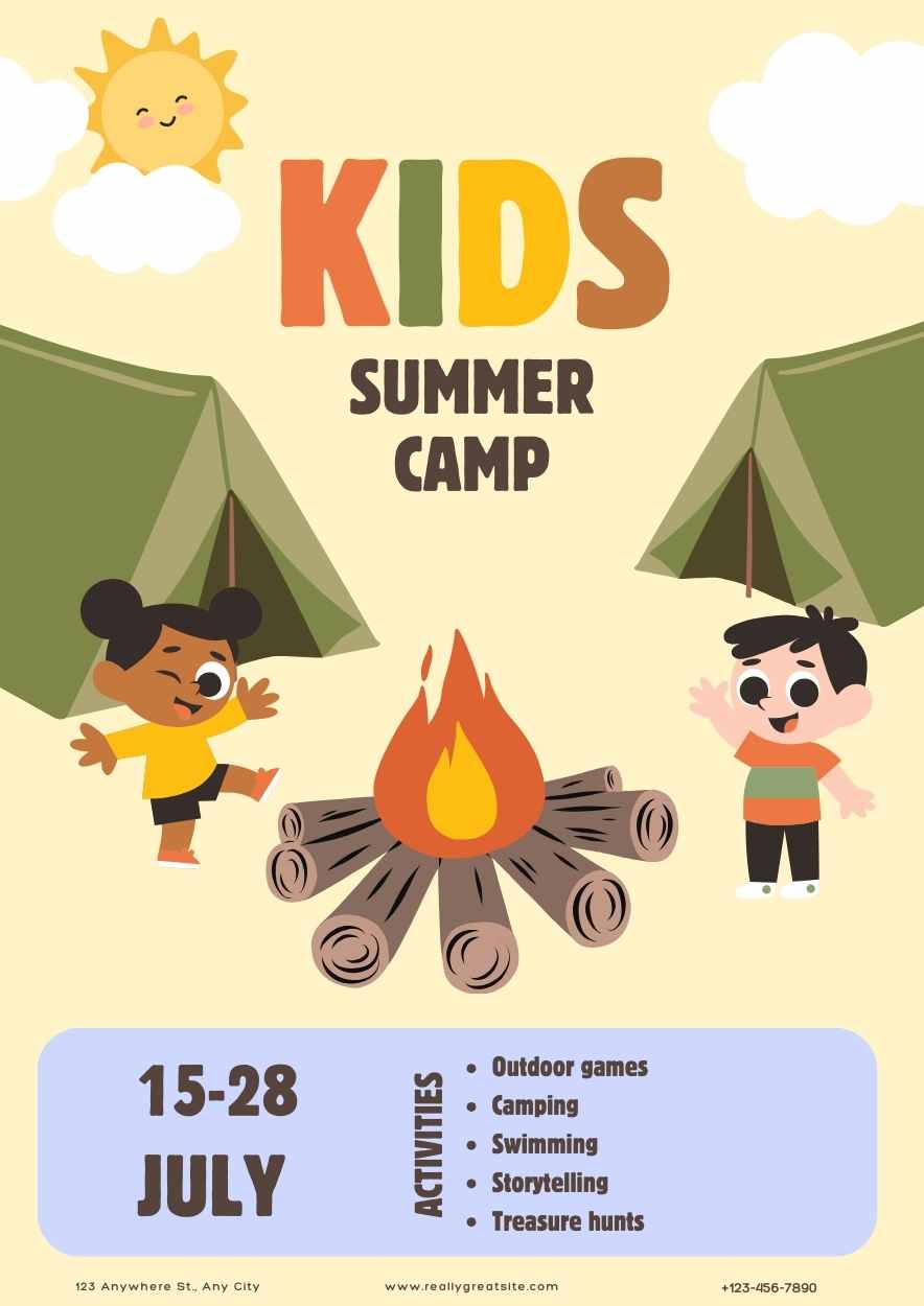 Cute Illustrated Kids Summer Camp Poster - slide 2