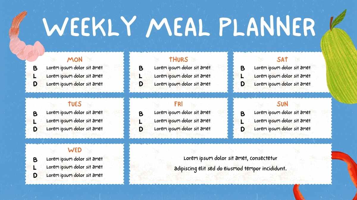 かわいいイラスト入りの食事計画カレンダー - slide 6