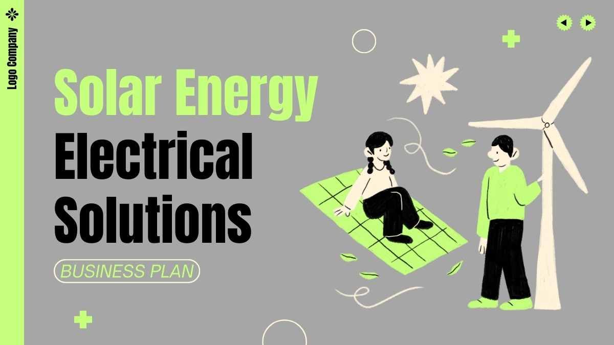 Cute Illustrated Solar Energy Electrical Solutions Business Plan - diapositiva 1