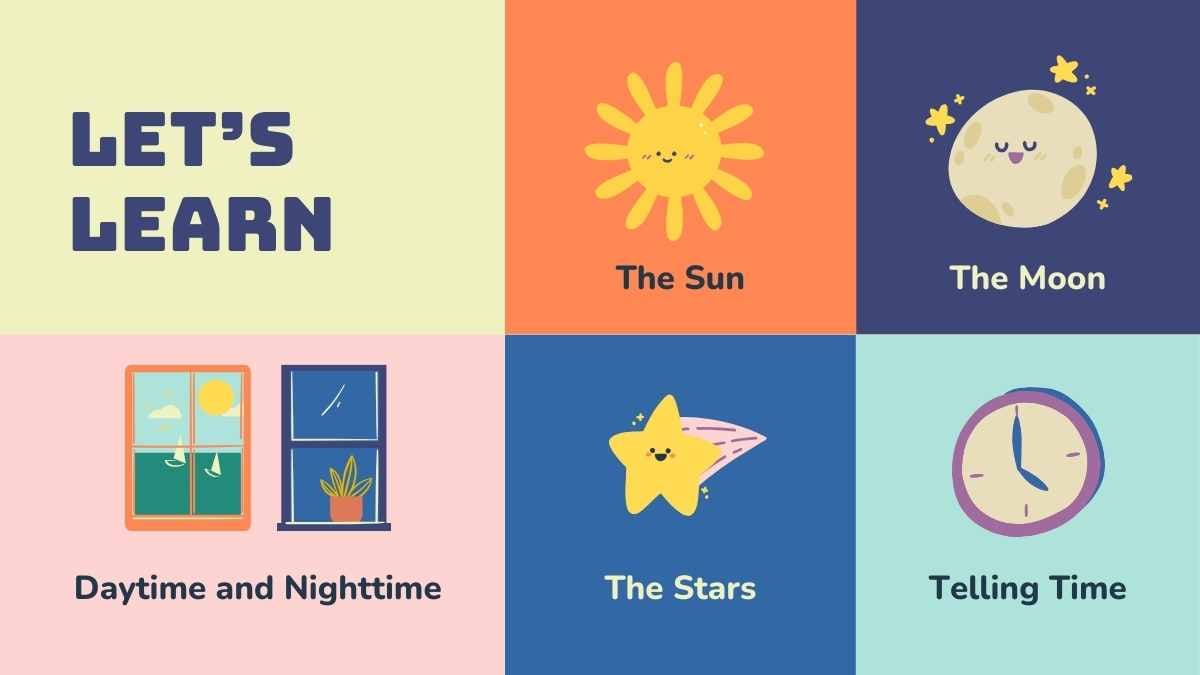 Cute Illustrated Sun, Moon, and Stars Lesson for Pre-School - slide 4