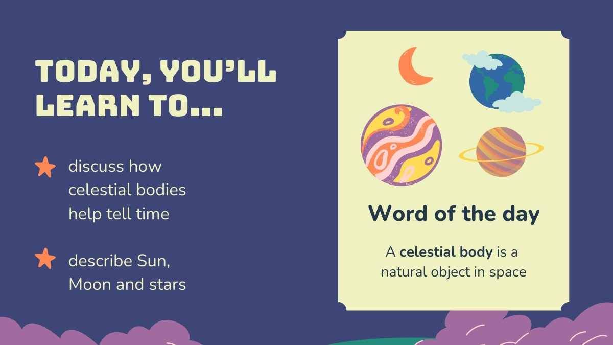 Cute Illustrated Sun, Moon, and Stars Lesson for Pre-School - slide 6