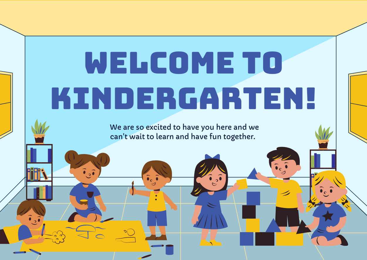 Cute Illustrated Welcome to Kindergarten Poster - slide 1