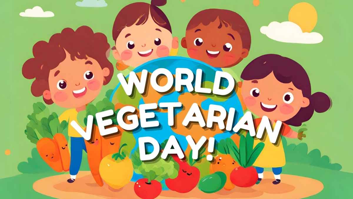 Cute Illustrated World Vegetarian Day Slides - slide 1