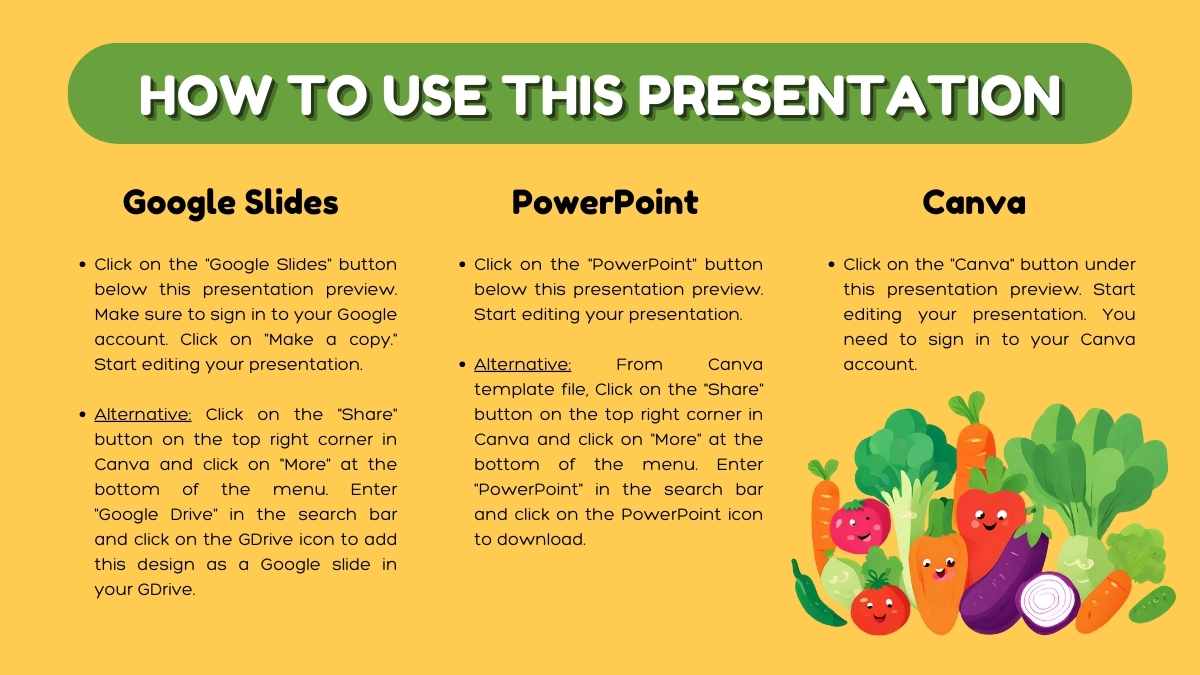 Slides Fofos Ilustrados para o Dia Mundial do Vegetariano - deslizar 2