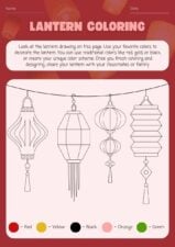 Cute Japanese Lantern Worksheet