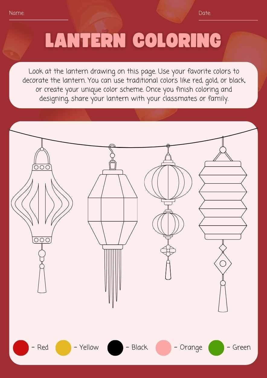 Cute Japanese Lantern Worksheet - slide 1