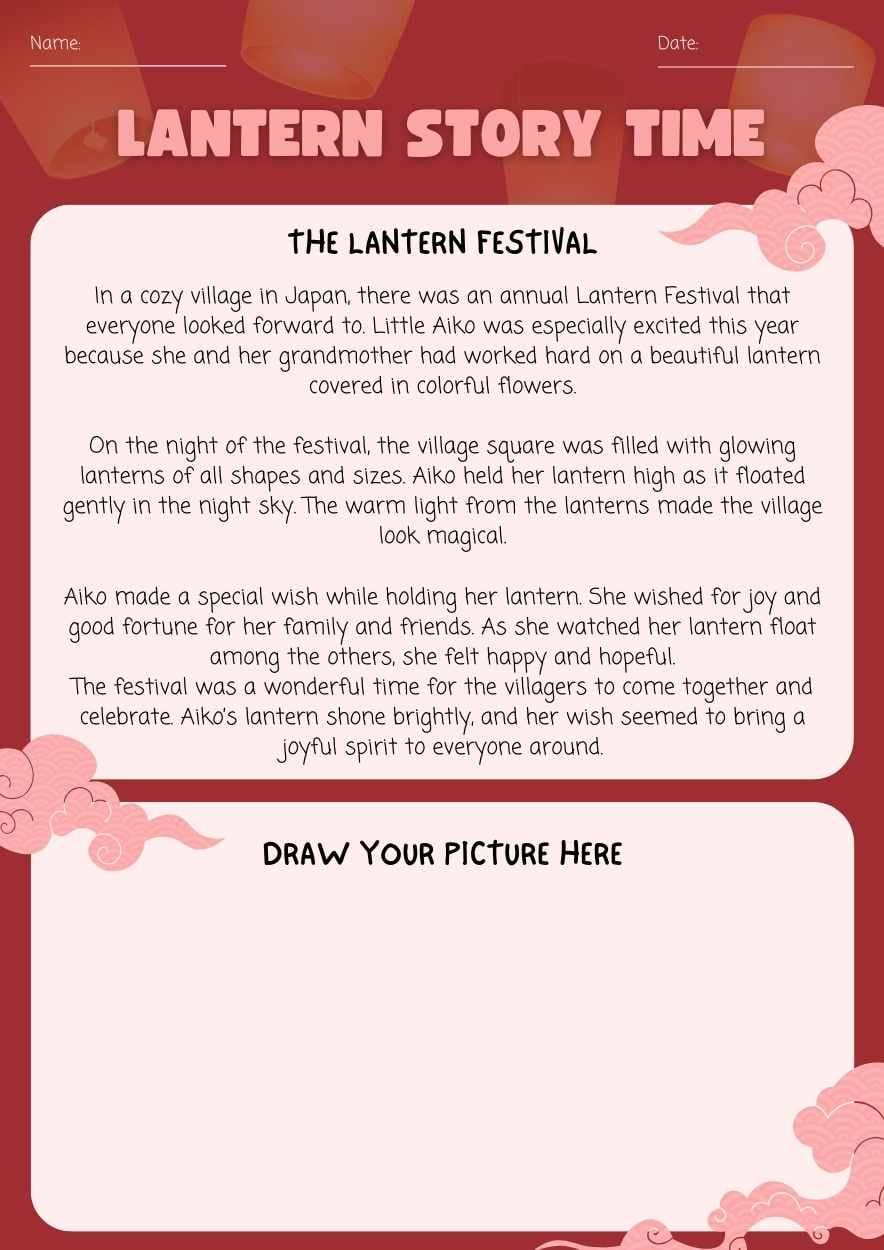 Cute Japanese Lantern Worksheet - slide 2