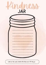 Cute Kindness Jar Activity Worksheet