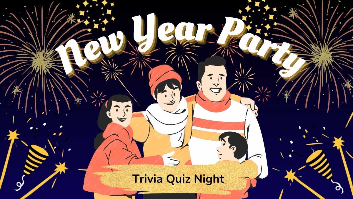 Cute New Year Party Trivia Quiz Night Slides - slide 1