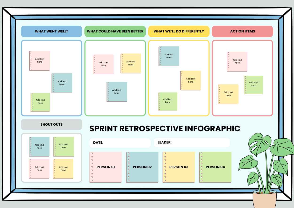 Cute Notes Sprint Retrospective Infographic - slide 1