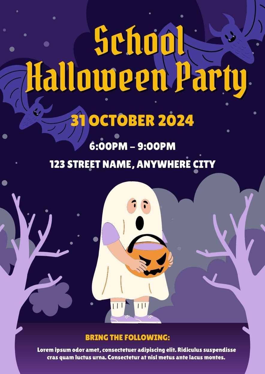 Cute School Halloween Party Poster for Students - slide 1