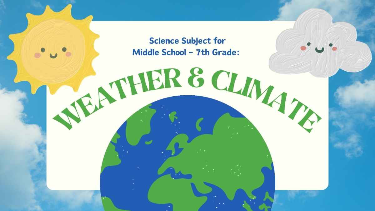 Tema Fofo de Ciência para Ensino Fundamental: Apresentações sobre Clima e Tempo - deslizar 1