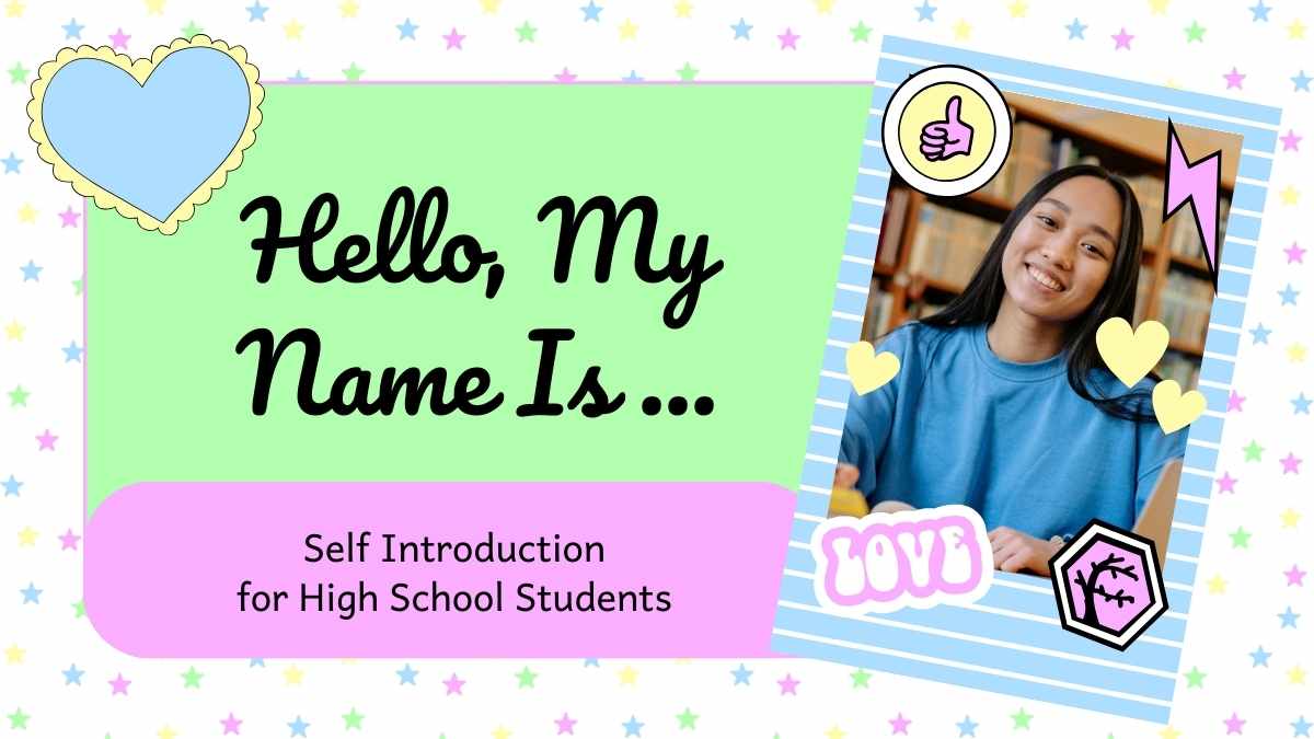 Cute Self Introduction for High School Students Slides - slide 1