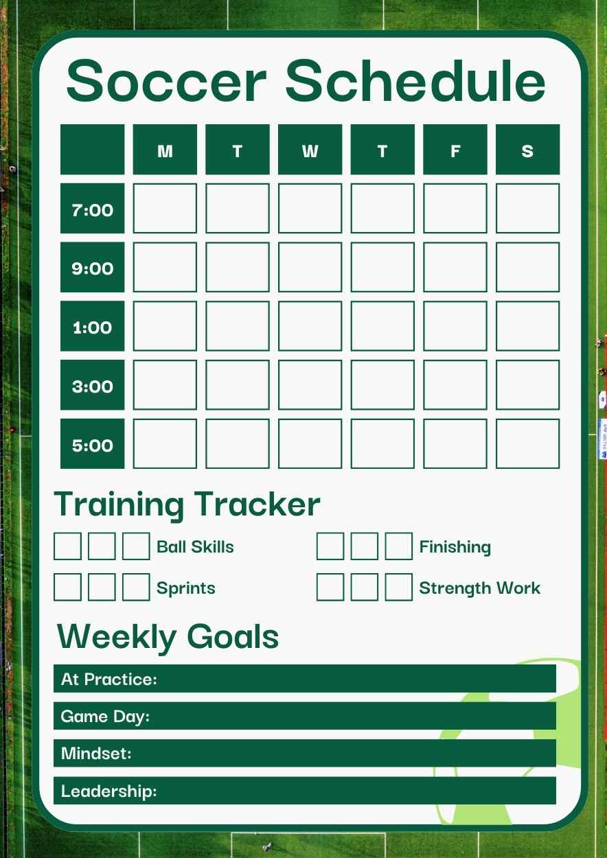 Cute Soccer Schedule Worksheet - slide 1